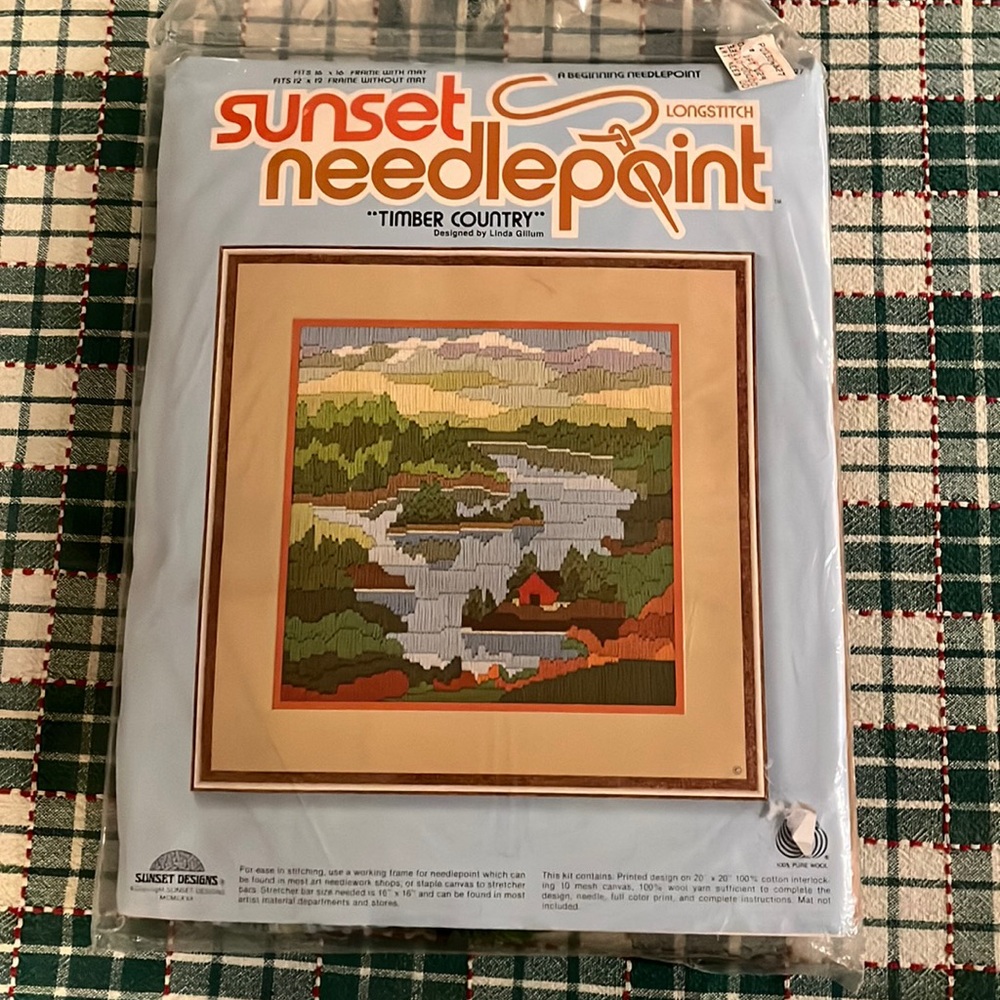 Vintage Sunset Needlepoint “Timber Country”.  Longstitch. By Linda Gillum.